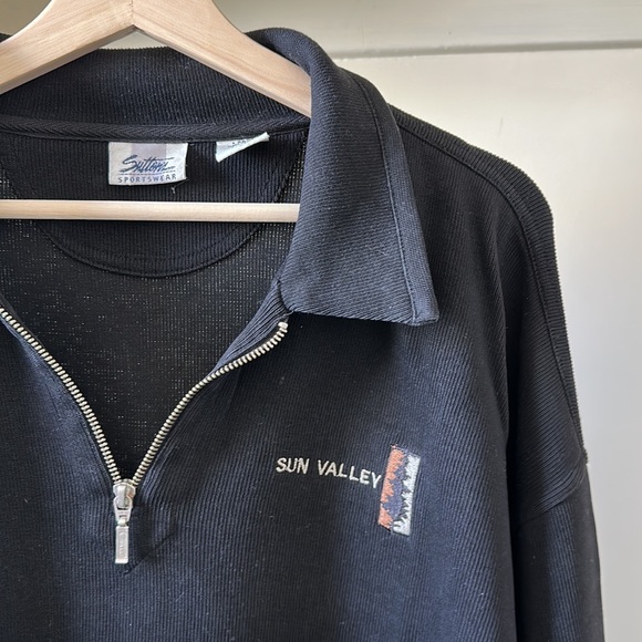 Vintage new Sun Valley quarter zip 100% cotton knit oversized relaxed sweatshirt